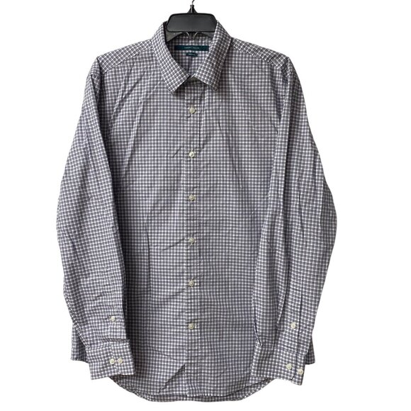 Perry‎ Ellis Mens Non-Iron Long Sleeve Checkered Dress Shirt Size L - Picture 2 of 8